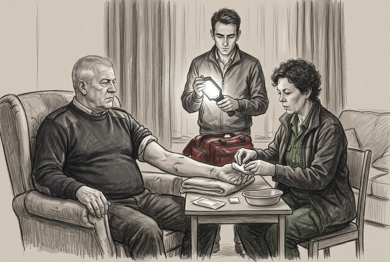 The lamp held in both hands, so that the tremor in his fingers would not travel into the light
